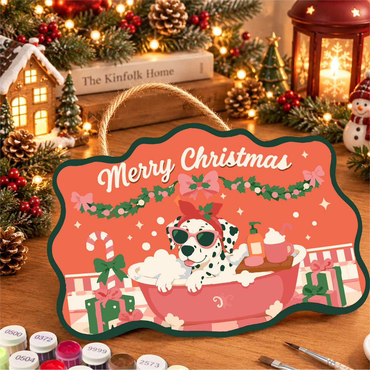 Bow-Topped Dalmatian Spa Day paint by numbers hanging sign – image 8
