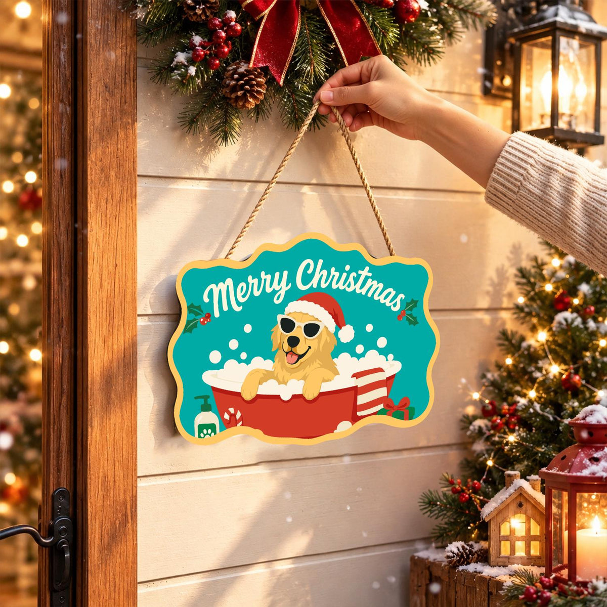 Golden Retriever's Red Tub Bath paint by numbers hanging sign – image 14