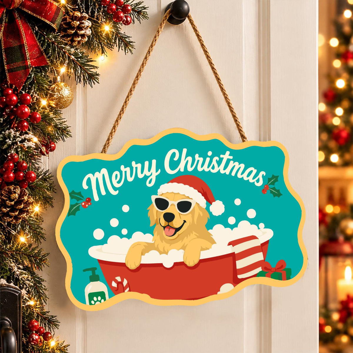 Golden Retriever's Red Tub Bath paint by numbers hanging sign – image 16