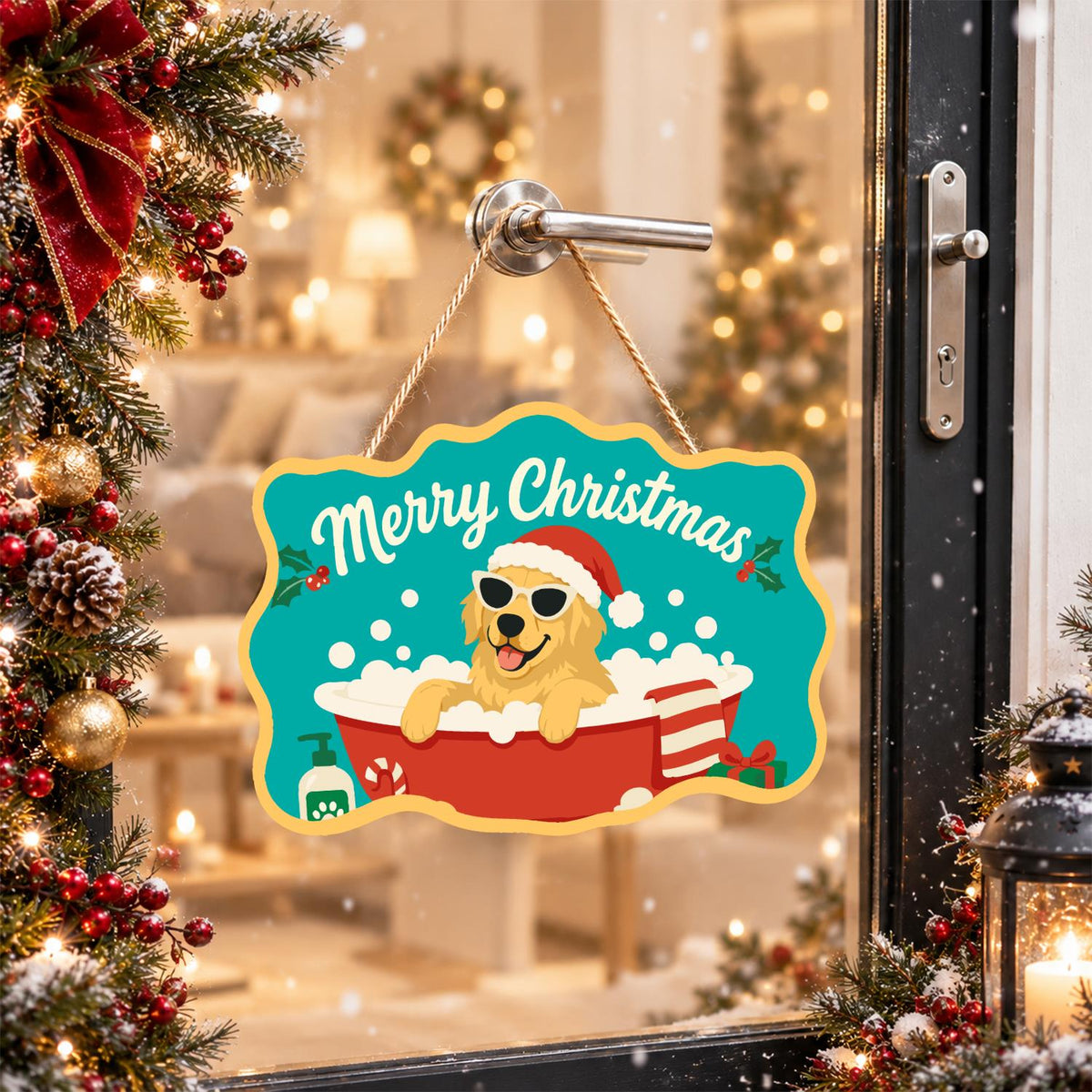 Golden Retriever's Red Tub Bath paint by numbers hanging sign – image 17