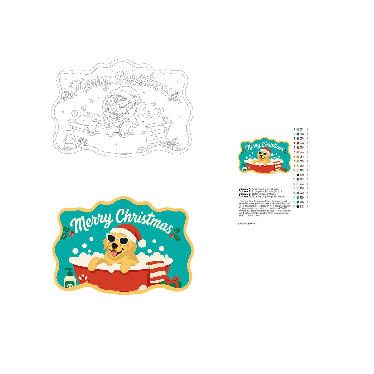 Golden Retriever's Red Tub Bath paint by numbers hanging sign – image 19