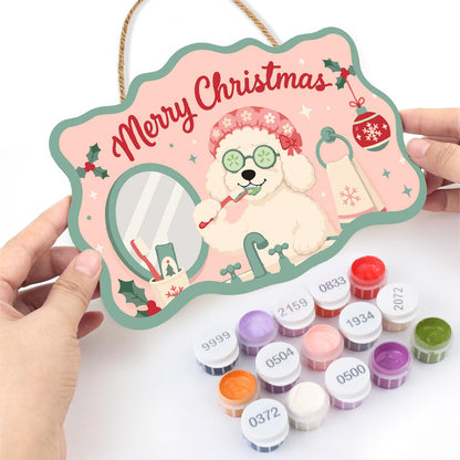 Cucumber Spa Poodle at the Mirror paint by numbers hanging sign – image 9