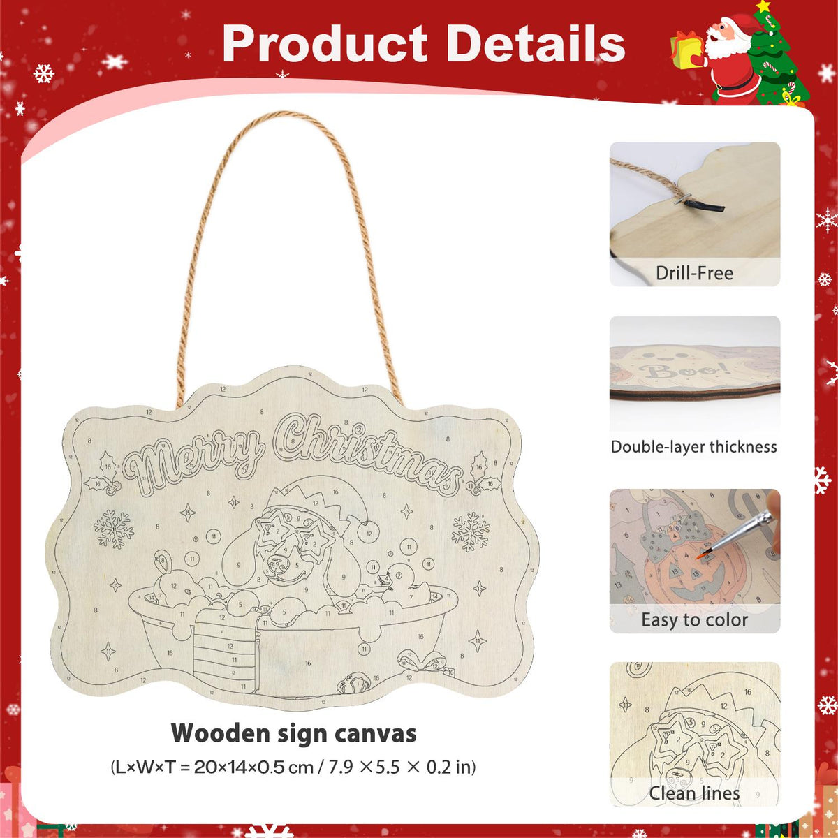 Elf Hat Dachshund with Rubber Duck paint by numbers hanging sign – image 5