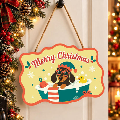 Elf Hat Dachshund with Rubber Duck paint by numbers hanging sign – image 16