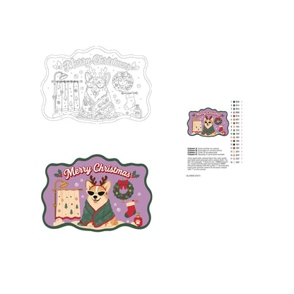 Robe-Wrapped Corgi in Antlers paint by numbers hanging sign – image 19