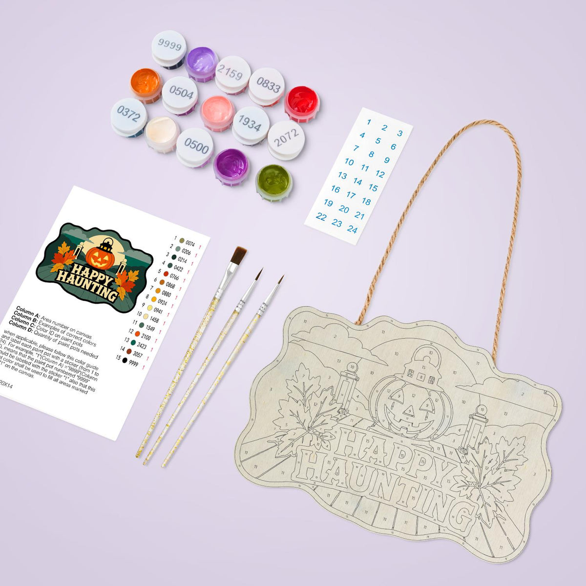 Pumpkin Lantern by Garden Gate paint by numbers hanging sign – image 3