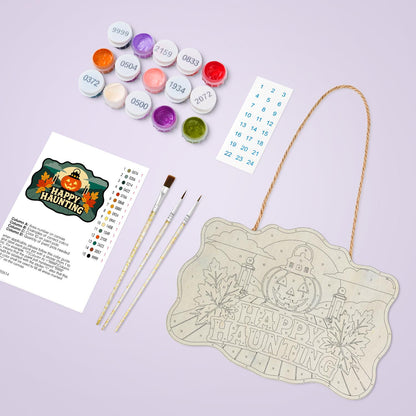 Pumpkin Lantern by Garden Gate paint by numbers hanging sign – image 3