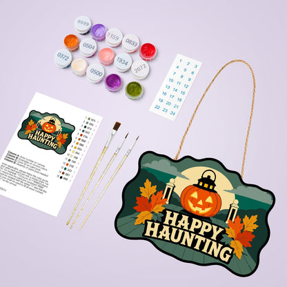 Pumpkin Lantern by Garden Gate paint by numbers hanging sign – image 4
