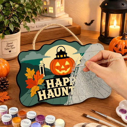 Pumpkin Lantern by Garden Gate paint by numbers hanging sign – image 7