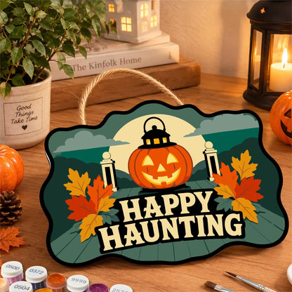 Pumpkin Lantern by Garden Gate paint by numbers hanging sign – image 8