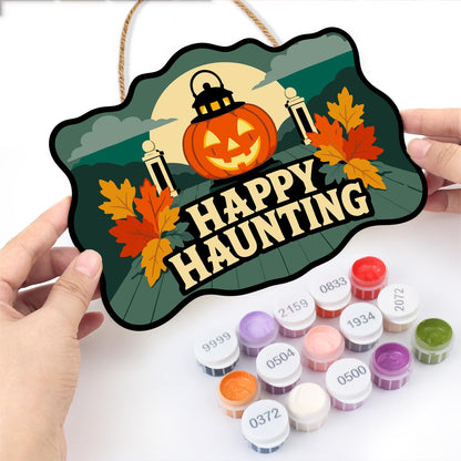 Pumpkin Lantern by Garden Gate paint by numbers hanging sign – image 9