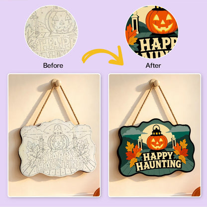 Pumpkin Lantern by Garden Gate paint by numbers hanging sign – image 10