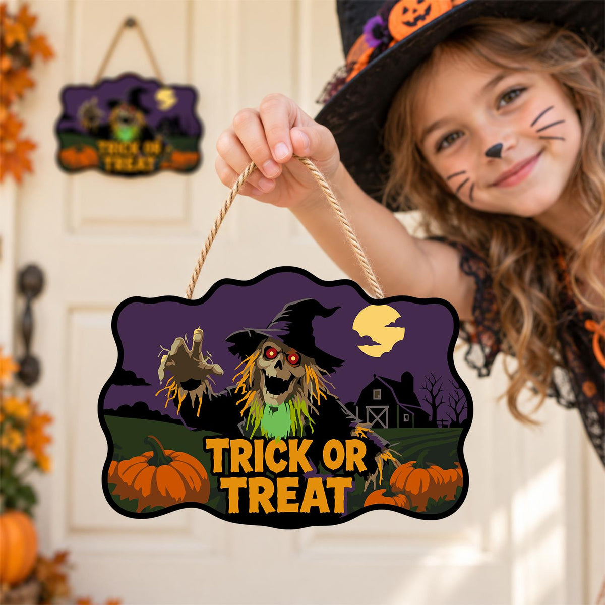 Clawing Ghoul Scarecrow by Barn paint by numbers hanging sign – image 13