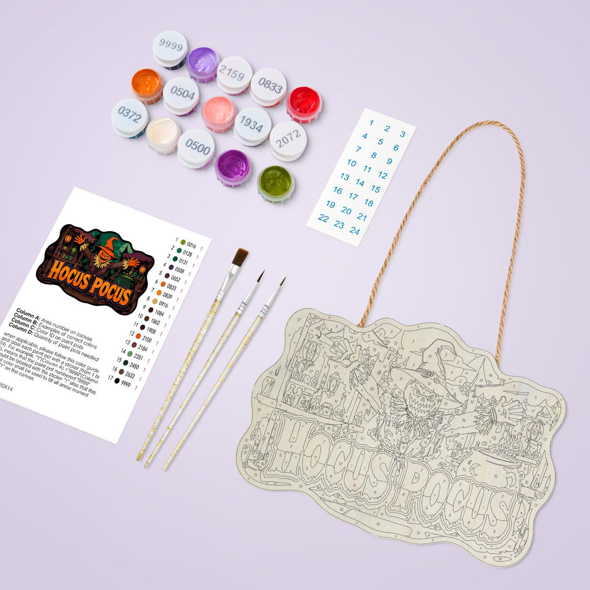 Pumpkin Scarecrow Potion Shop paint by numbers hanging sign – image 3