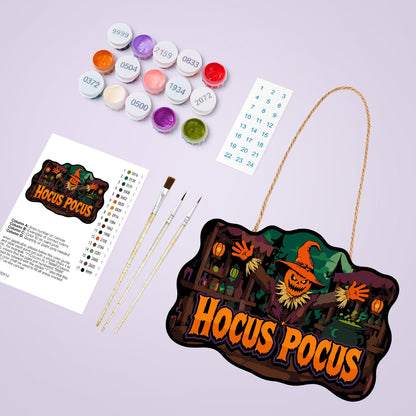 Pumpkin Scarecrow Potion Shop paint by numbers hanging sign – image 4