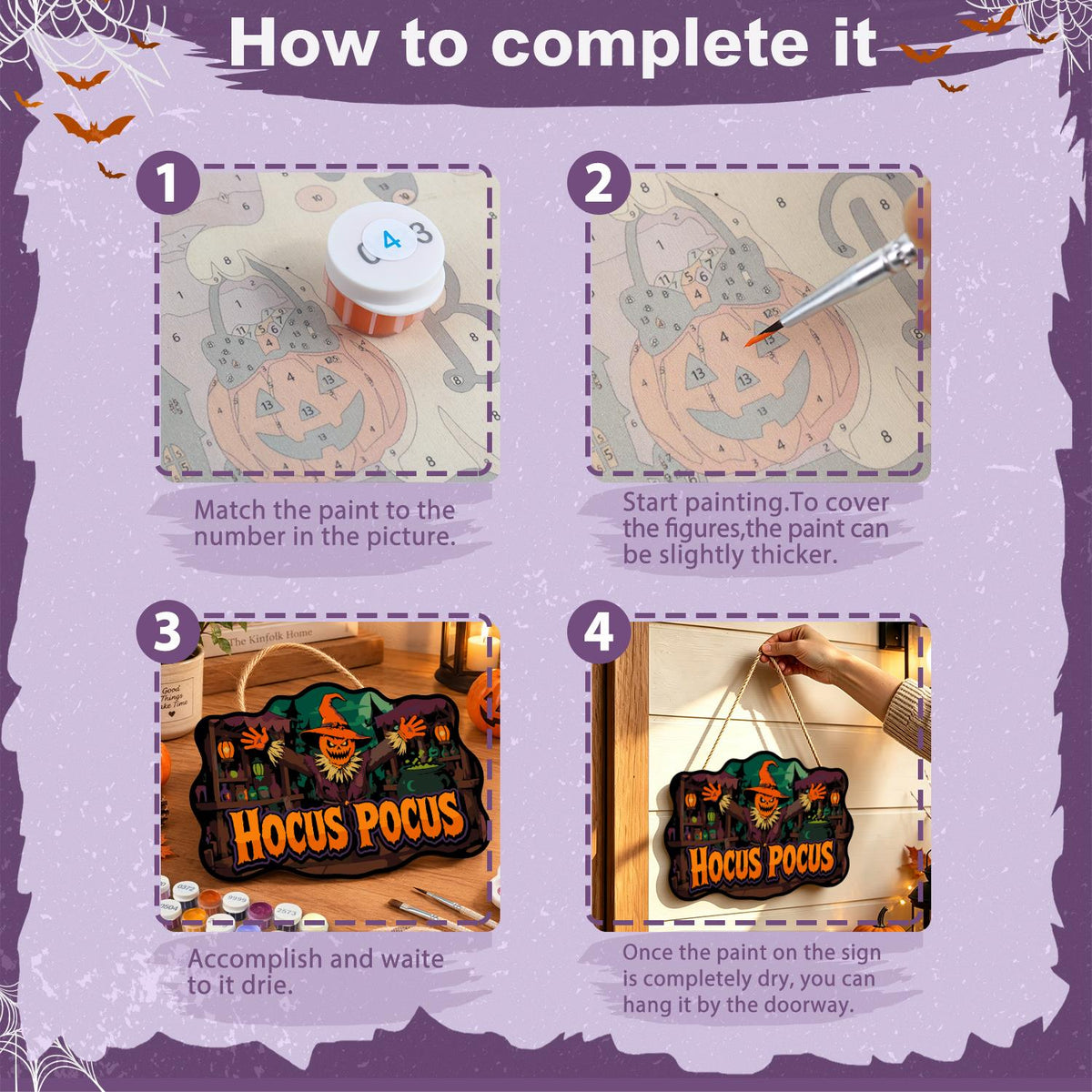 Pumpkin Scarecrow Potion Shop paint by numbers hanging sign – image 6