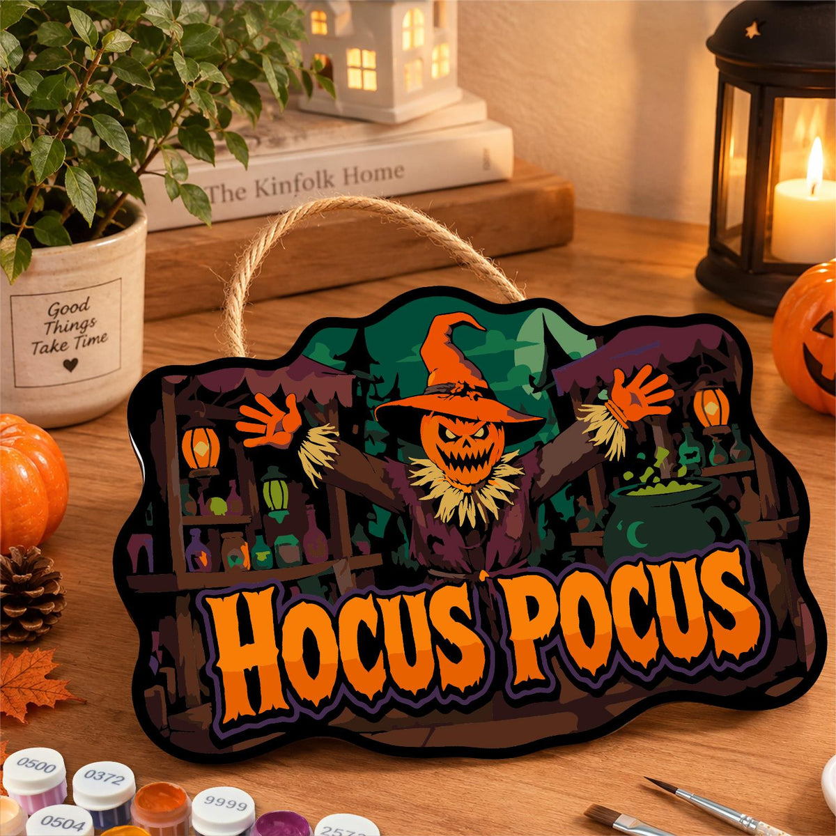 Pumpkin Scarecrow Potion Shop paint by numbers hanging sign – image 8