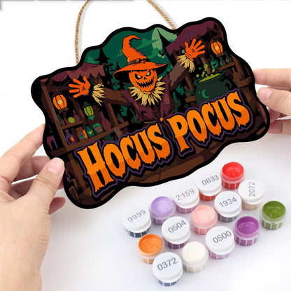 Pumpkin Scarecrow Potion Shop paint by numbers hanging sign – image 9