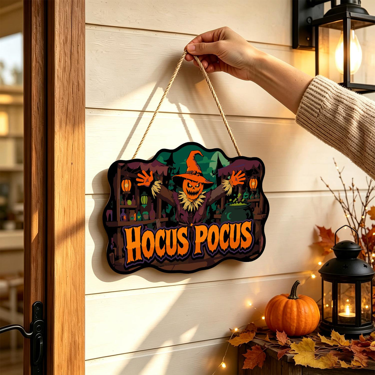 Pumpkin Scarecrow Potion Shop paint by numbers hanging sign – image 14