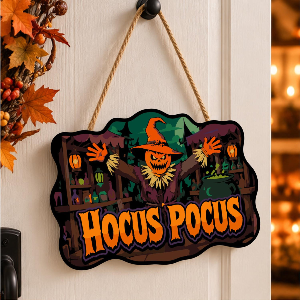 Pumpkin Scarecrow Potion Shop paint by numbers hanging sign – image 15