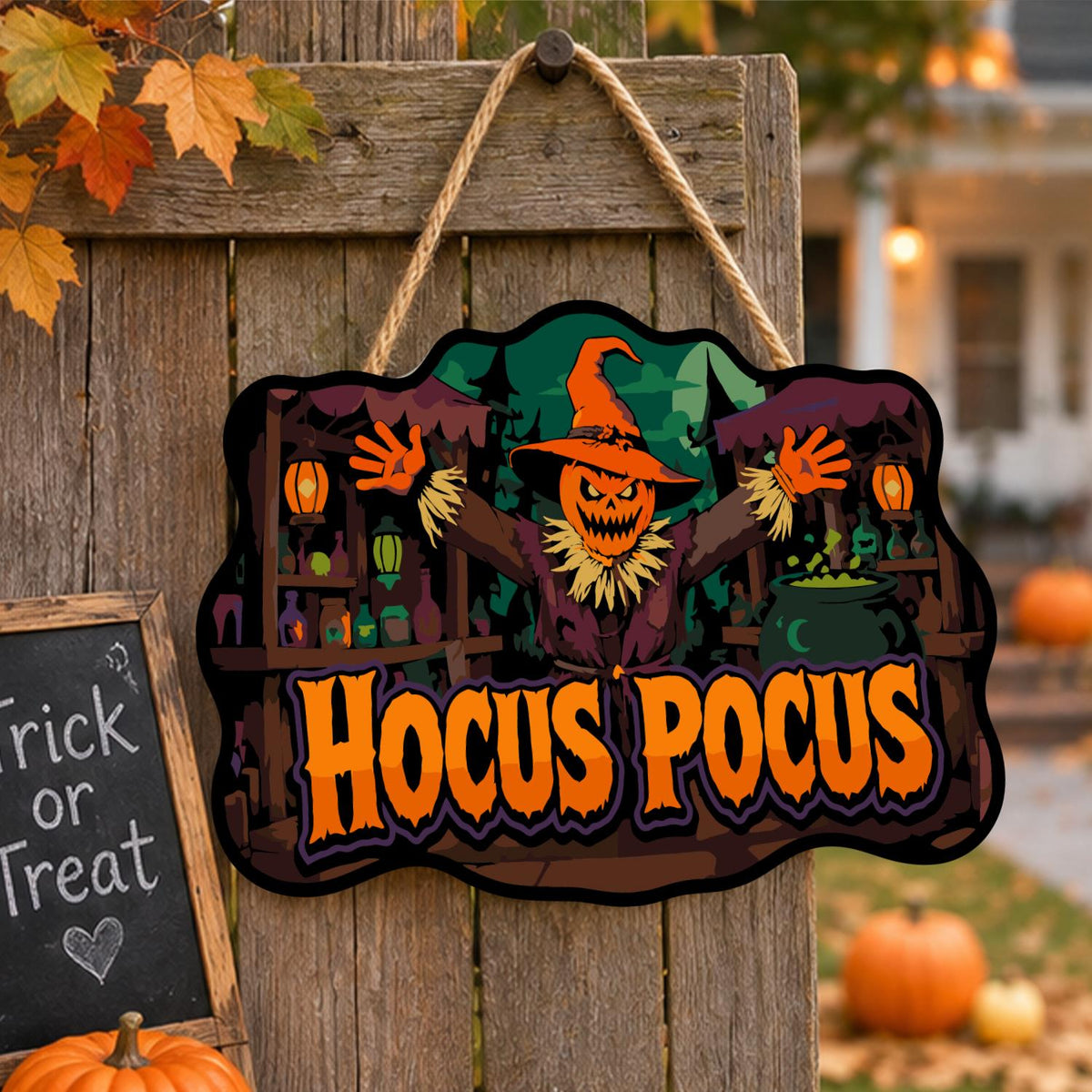 Pumpkin Scarecrow Potion Shop paint by numbers hanging sign – image 16