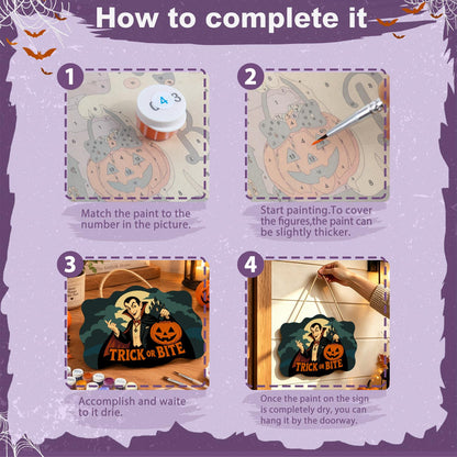 Caped Vampire with Jack-O'-Lantern paint by numbers hanging sign – image 6