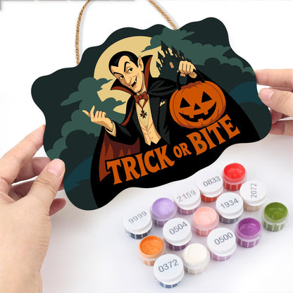 Caped Vampire with Jack-O'-Lantern paint by numbers hanging sign – image 9