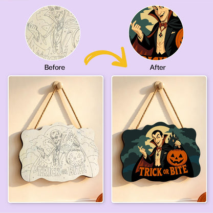 Caped Vampire with Jack-O'-Lantern paint by numbers hanging sign – image 10