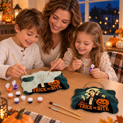 Caped Vampire with Jack-O'-Lantern paint by numbers hanging sign – image 12