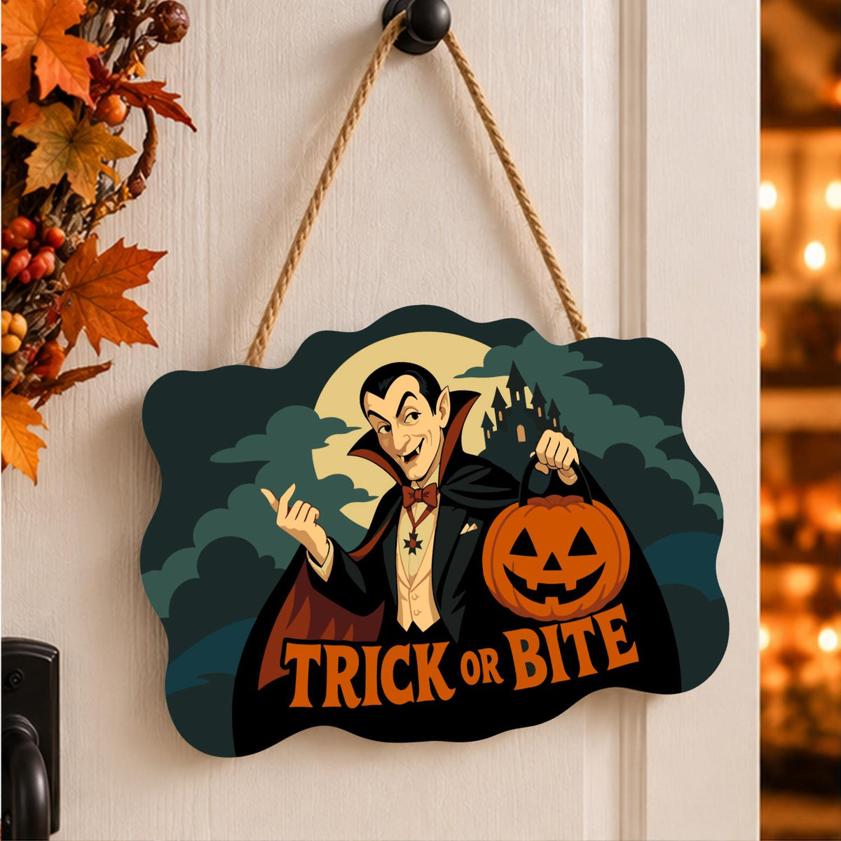 Caped Vampire with Jack-O'-Lantern paint by numbers hanging sign – image 15