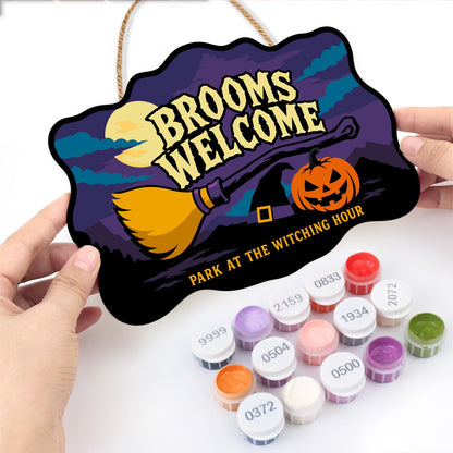 Resting Broom Under Full Moon paint by numbers hanging sign – image 9
