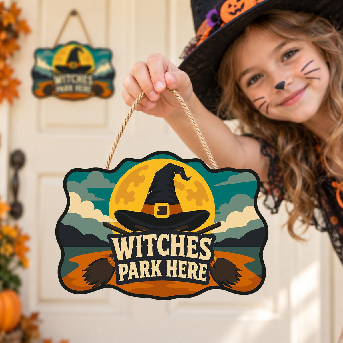 Golden Moon Witch Hat Parking paint by numbers hanging sign – image 13