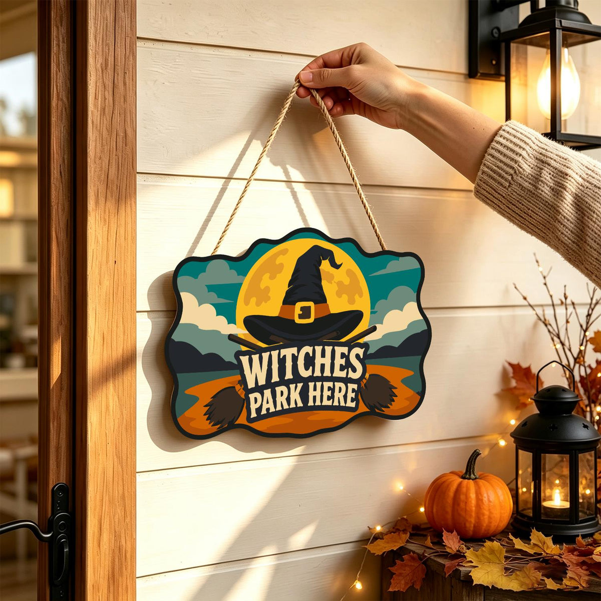 Golden Moon Witch Hat Parking paint by numbers hanging sign – image 14