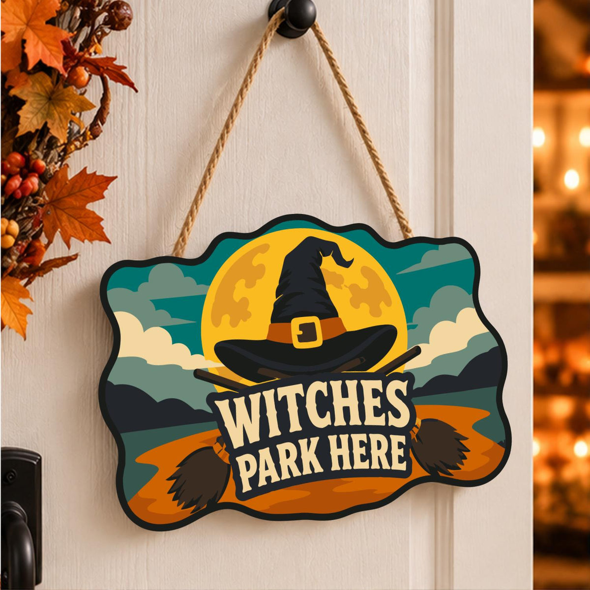 Golden Moon Witch Hat Parking paint by numbers hanging sign – image 15
