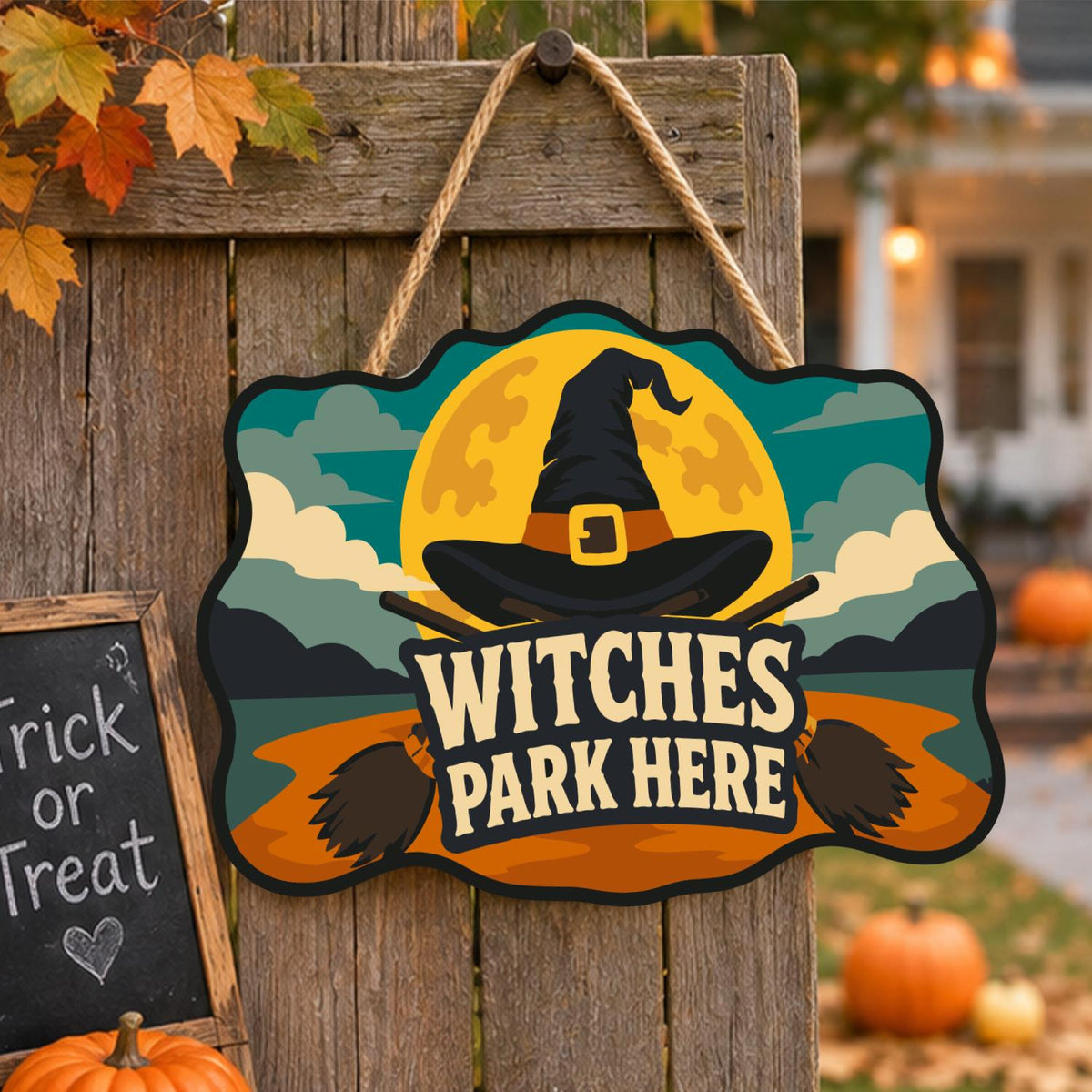 Golden Moon Witch Hat Parking paint by numbers hanging sign – image 16