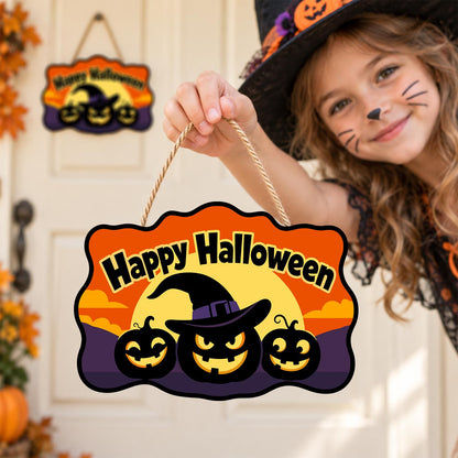 Purple Dusk Witch-Hat Pumpkins paint by numbers hanging sign – image 13