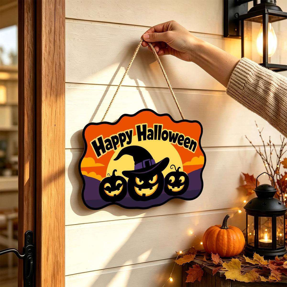 Purple Dusk Witch-Hat Pumpkins paint by numbers hanging sign – image 14
