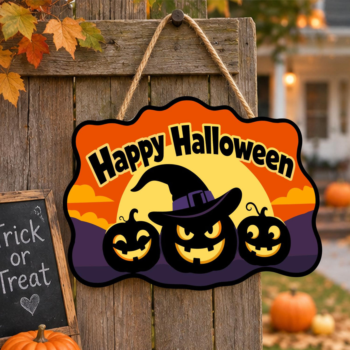 Purple Dusk Witch-Hat Pumpkins paint by numbers hanging sign – image 16