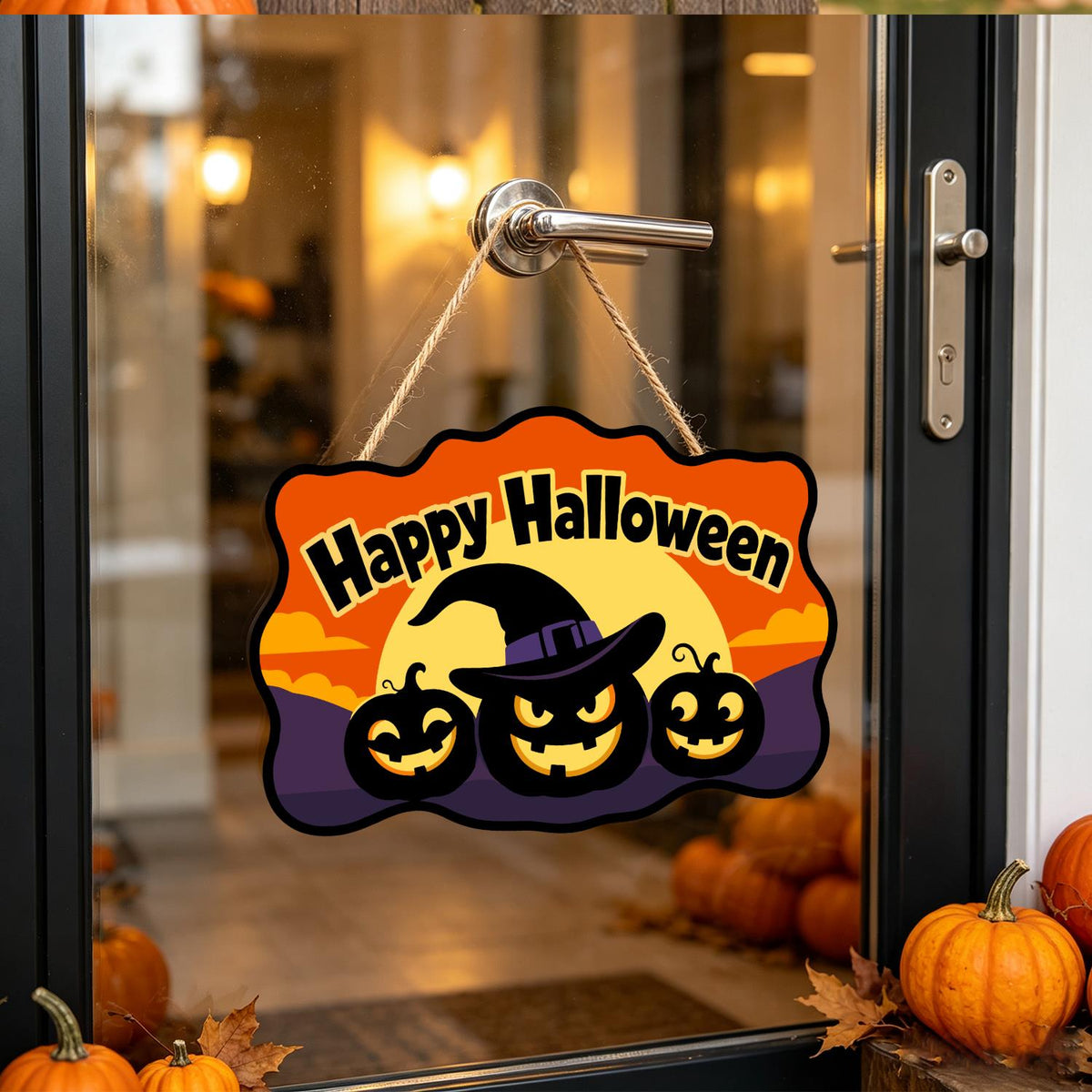 Purple Dusk Witch-Hat Pumpkins paint by numbers hanging sign – image 17