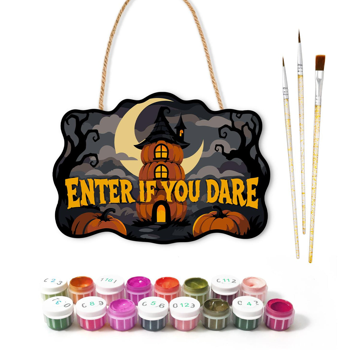 Stacked Pumpkin Tower Dare paint by numbers hanging sign – image 2