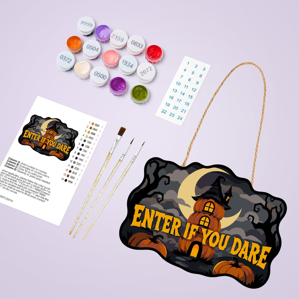 Stacked Pumpkin Tower Dare paint by numbers hanging sign – image 4