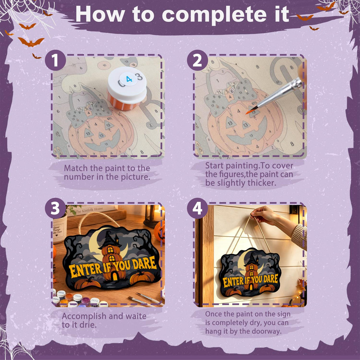Stacked Pumpkin Tower Dare paint by numbers hanging sign – image 6