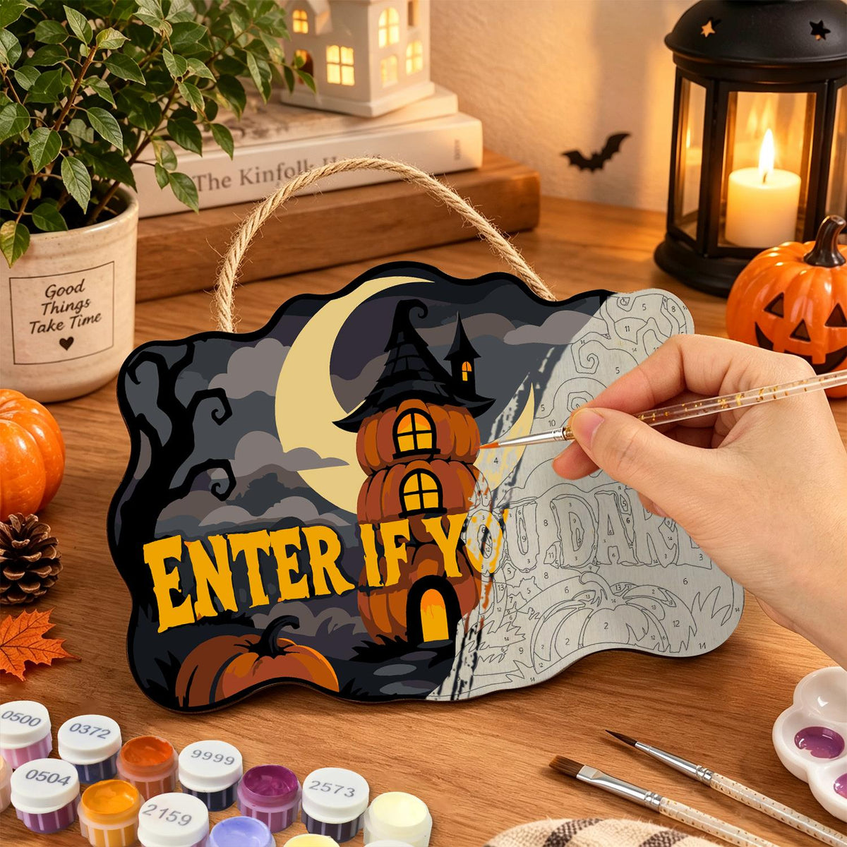 Stacked Pumpkin Tower Dare paint by numbers hanging sign – image 7
