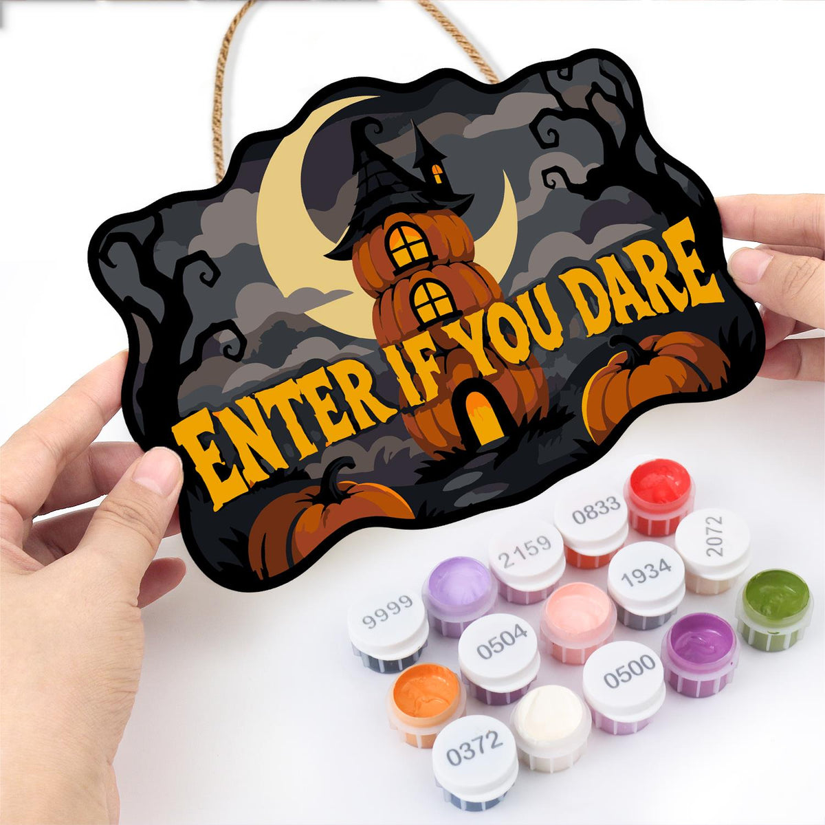 Stacked Pumpkin Tower Dare paint by numbers hanging sign – image 9