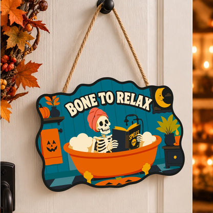 Bathtub Skeleton Reading Spells paint by numbers hanging sign – image 15