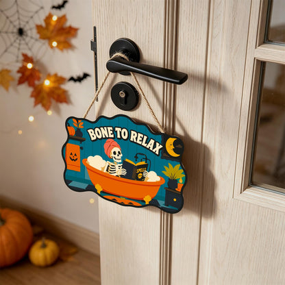 Bathtub Skeleton Reading Spells paint by numbers hanging sign – image 18