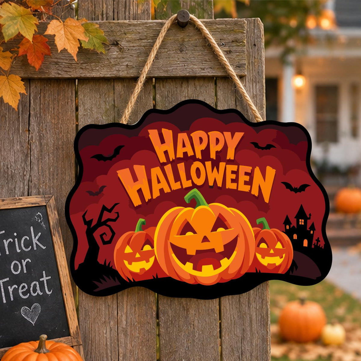 Bat-Filled Red Sky Pumpkin Trio paint by numbers hanging sign – image 16