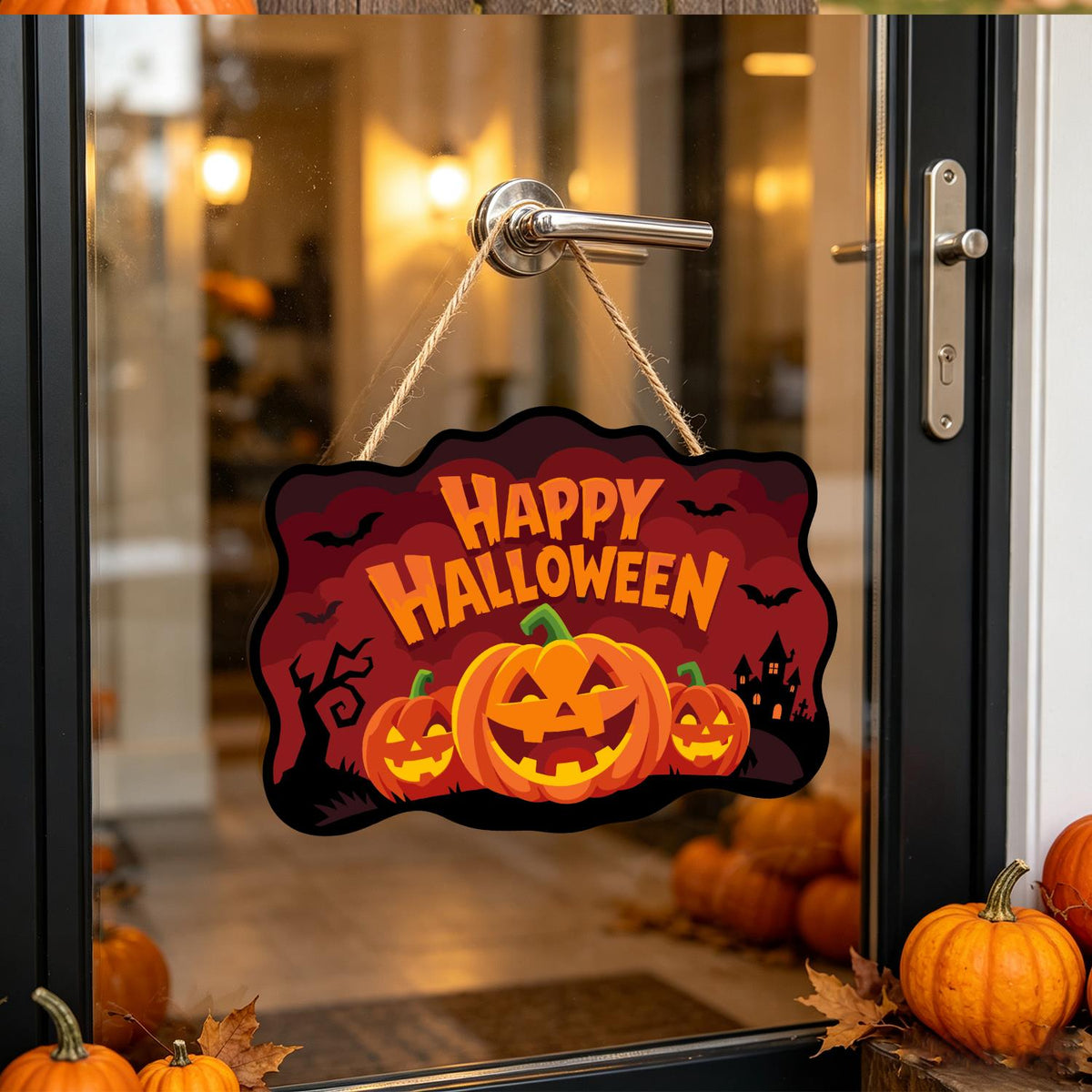 Bat-Filled Red Sky Pumpkin Trio paint by numbers hanging sign – image 17
