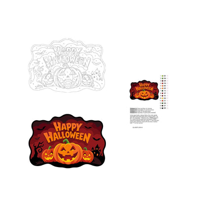 Bat-Filled Red Sky Pumpkin Trio paint by numbers hanging sign – image 19