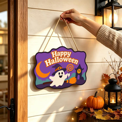 Broom-Riding Ghost with Lollipop paint by numbers hanging sign – image 14